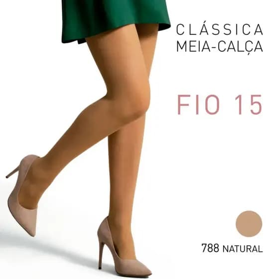 Meia Calça Fina Classica Fio 15 Transparente e Confortavel XG Original Selene Ref 9120