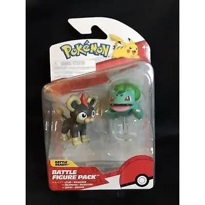 2 Bonecos de Batalha Litleo e Bulbassauro - Pokémon