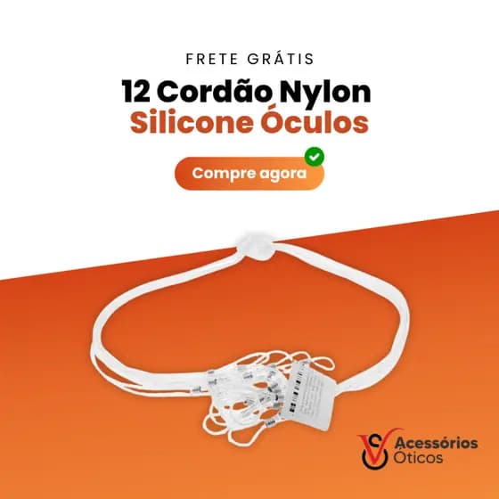 Kit com 12 unidades Cordão Nylon Silicone Óculos Transparente