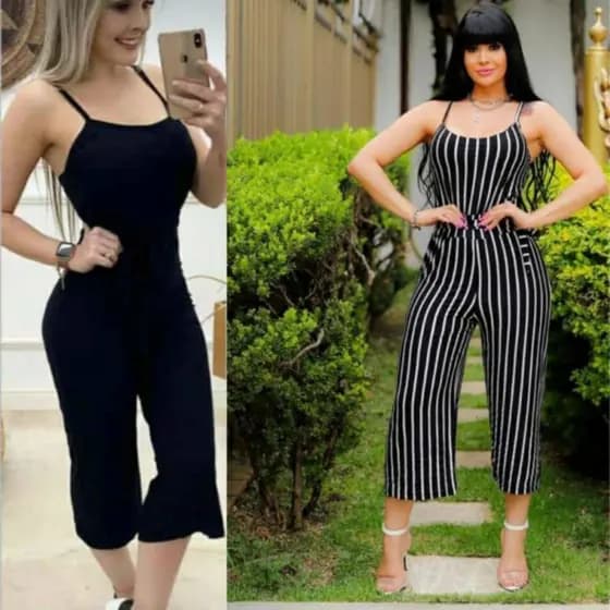 Roupa Feminina Macacão Feminino Pantacourt Viscolycra Com Linho Liso Macacã