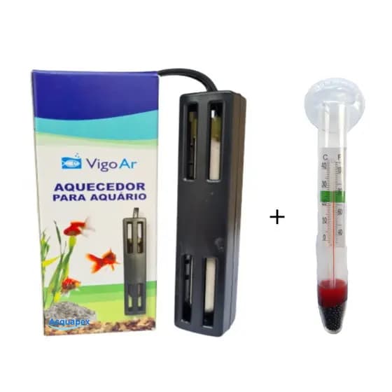 Aquecedor para aquário c/ termometro 1W 2,5W 5W 10W 1l a 10l