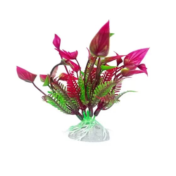 Planta Artificial folha vermelha 10cm Decoração Aquário