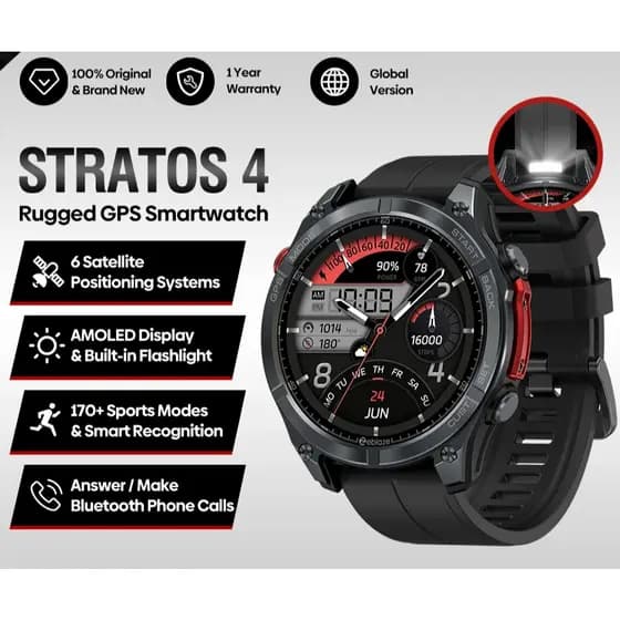 Stratos 4 Zeblaze GPS Relógio Inteligente 1.43 Display AMOLED Bússola Embutida Altímetro Barométrico Lanterna Chamada