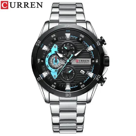 Relógio Curren 8402 Homens em Aço Esporte Pulso Inoxidável Top Luxo Marca Militar Moda à prova d'água, Quartzo