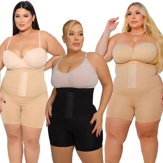 Cinta Modeladora Bermuda Alta Compressão do M ao Plus Size Afina Cintura Modela Disfarça Celulite Pós Cirúrgica Pós Part