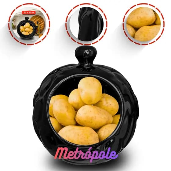 Porta cebola alho e batata Ceramica Ceboleira Grande Gourmet Alta qualidade Multiuso Cozinha Decoração
