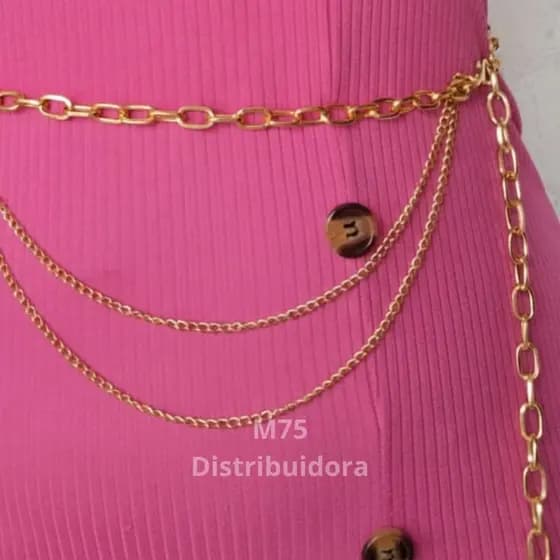 Cinto Corrente Retangular Moda Prata ou Dourado