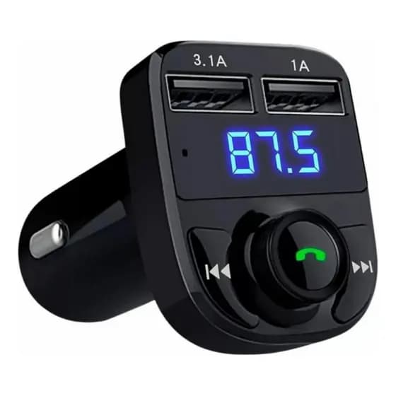 Adaptador Bluetooth Carro Transmissor FM Carregador Veicular Compatível com Android e iPhone