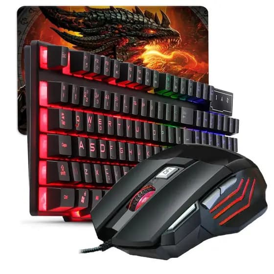 Kit Gamer Teclado Semi-mecânico + Mouse Gamer RGB Dpi + Mouse Pad - Computador Notebook e Vídeogame
