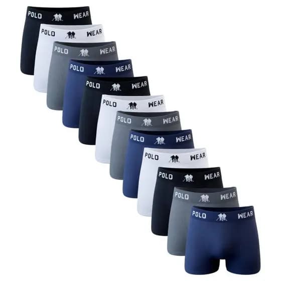 Kit Com 12 Cuecas Box Microfibra Polo Cor Sortida