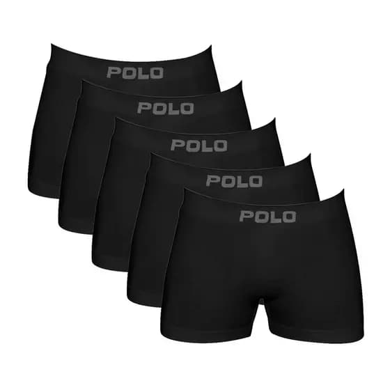 Kit 5 Cuecas Polo Star Boxer Microfibra Preto