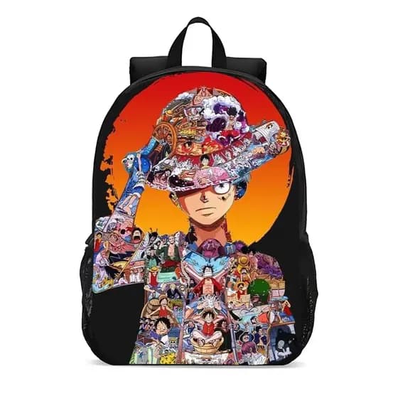 Mochila Escolar Infantil Juvenil colagem luffy chapéu de palha anime novidade promoção
