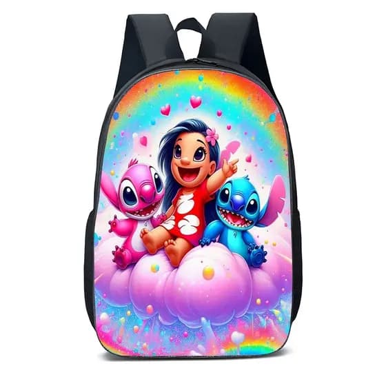 Mochila Escolar Infantil Juvenil Stitch angel lilo Estampas novas desenho novidade