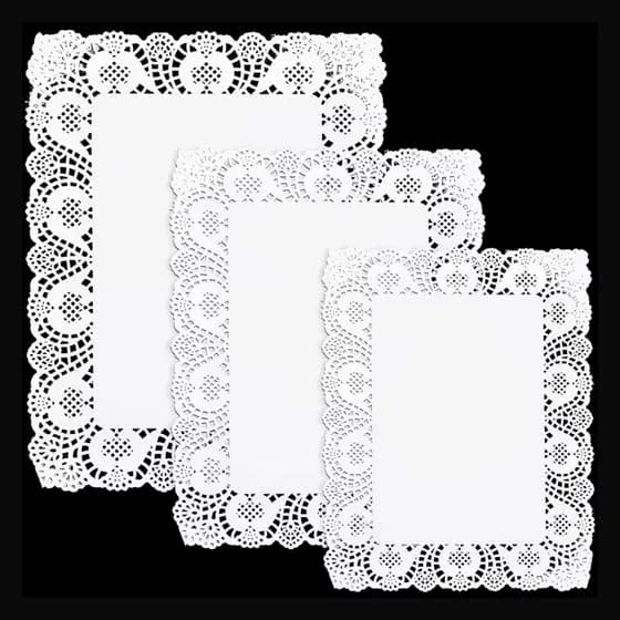 Kit 100 Toalha Rendada De Papel Retangular Decorações de Festas e Casamento
