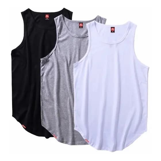 Kit 3 Regatas Longline Oversized C80 Camiseta Masculina