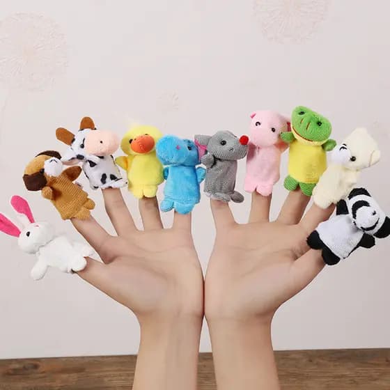 10 Peças de Fantoches de Dedo de Animais para Bebês, Brinquedo Educacional para Aprendizagem e Diversão