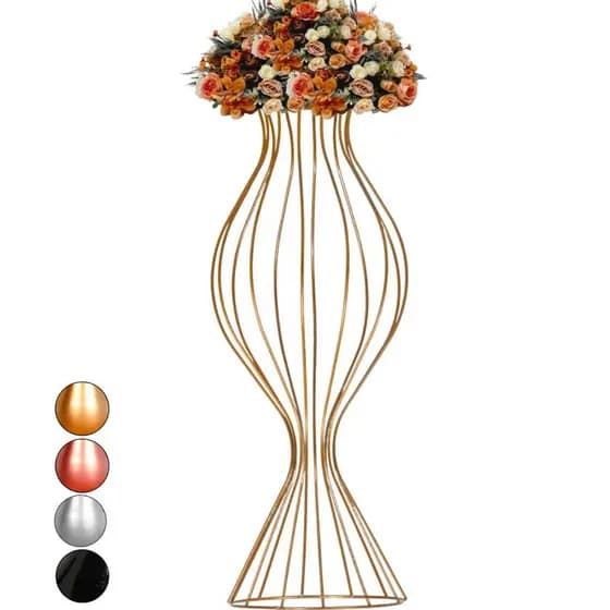 Vaso Dourado Torneado 60cm Armação Porta Arranjo Decoração de Festa Alto