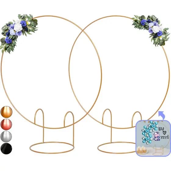 2 Arco De Festa Redondo 50cm De Mesa Dourado Painel Decoração