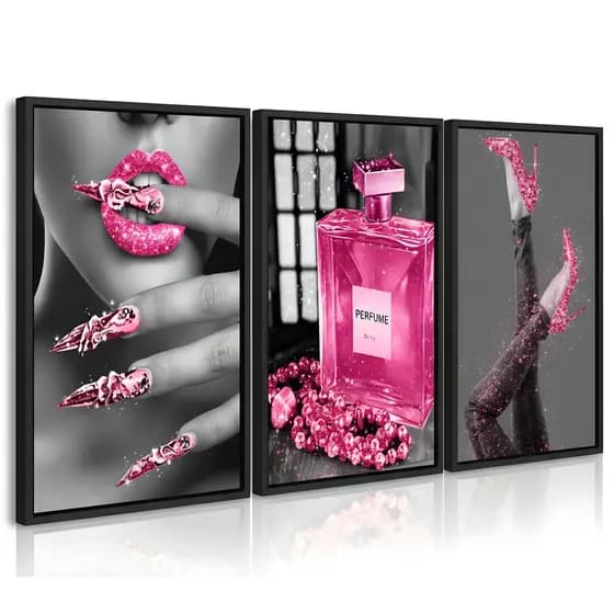 Quadros Decorativos Mulheres Ricas Perfumes de Luxo Brilhante Diamantes Vaidade Unhas Sapatos Glamour