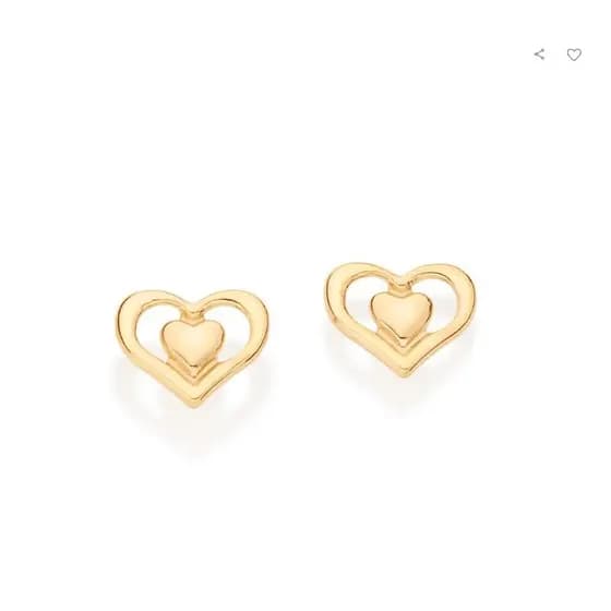 Brincos ROMMANEL coração duplo 526922 Banhado a ouro 18K Jóia corações