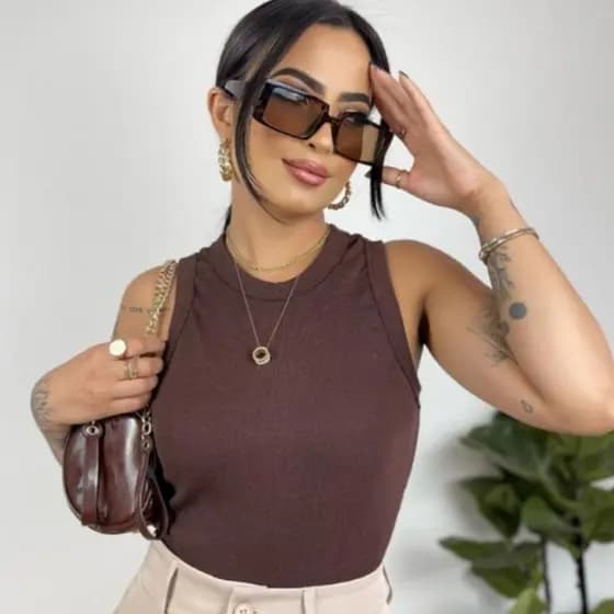 Regata feminina, basica ribana lisa Blusa Regata Básica Casual Moda Gringa verão candy color