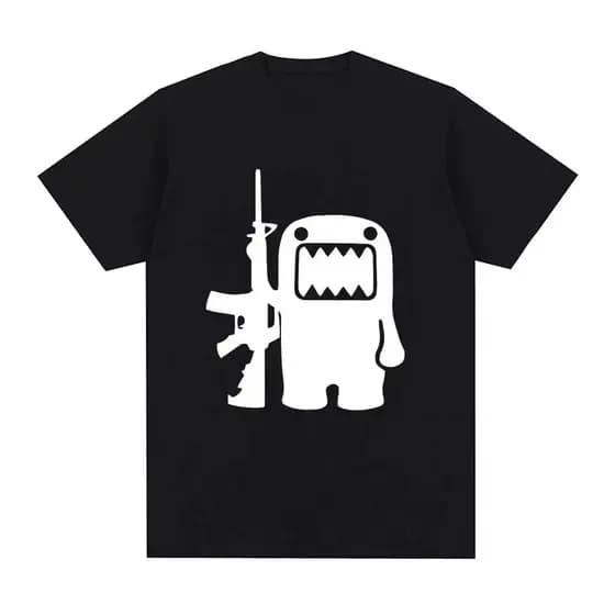 Camiseta Gráfica Japonesa Domo Kun Masculina Solta Ajuste Streetwear Vintage Korean Envio Imediato Promoção