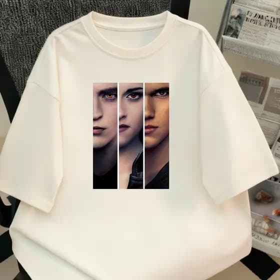 Camiseta tshirt algodao crepusculo twilight personagens jacob bella edward cullen filme cinema 2026