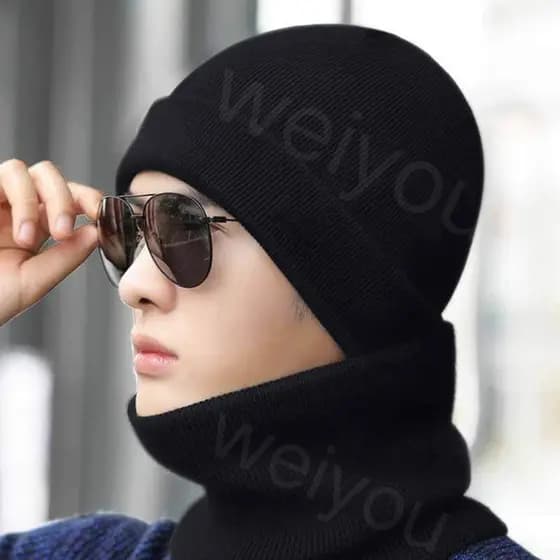 Chapéu preto ou luvas para adultos de qualidade premium de inverno
