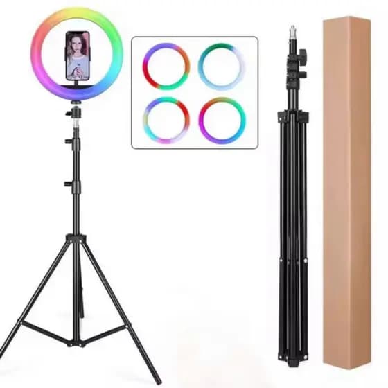 Ring Light Iluminador 12 Polegadas 30cm Com Tripé de 2.10 Metros Para Celular Luz Rgb colorido