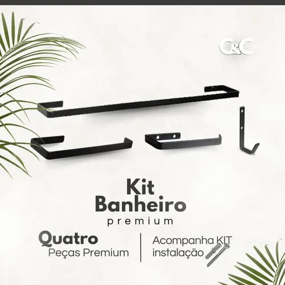 Kit Para Banheiro Porta Toalha De Banho Toalha De Rosto Porta Papel Higienico E Gancho Multi Uso