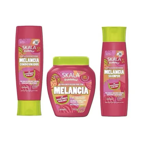 Kit Completo Skala Frutástica Melancia Shampoo e Cond 325ml + Creme de Tratamento 1kg