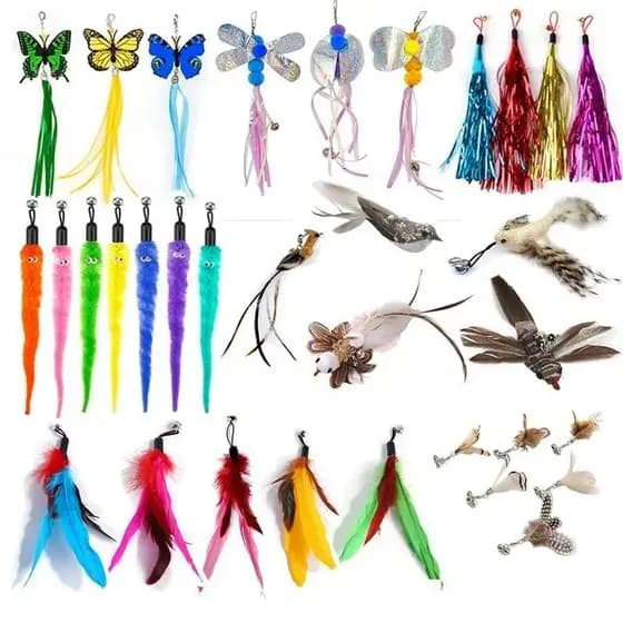 Acessórios De Brinquedos De Pena De Gato Falsos Pássaros Com Bola De Espuma De Reposição Interativa Bell Kitten