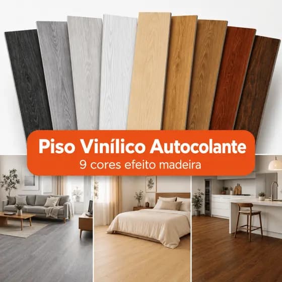 Piso Vinílico Autocolante Régua Madeira Manta Adesiva Resistente Lavável 1,67m²