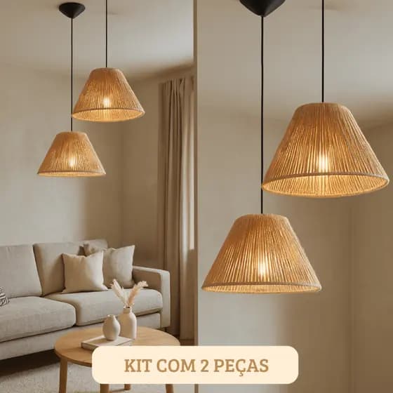 Kit com 2 Pendente Luminária Lustre Cone Grande 35 Diâmetro Com fio de 1 Metro Completo