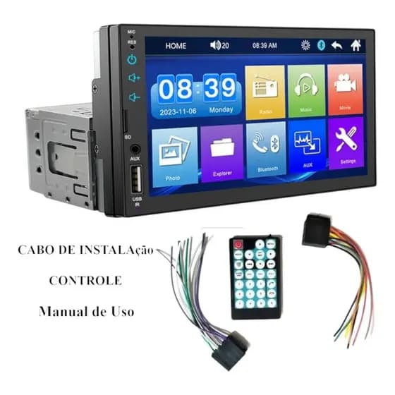 Central Multimídia Binfast Mp5 1 Din 7 Espelha Android Ios