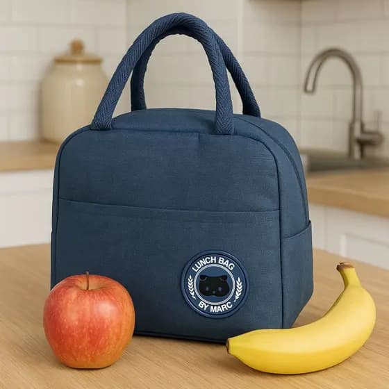Bolsa Térmica Lunch Bag C/ Alça Marmita Almoço Refeição Lanches Cinza/Rosa Compacta