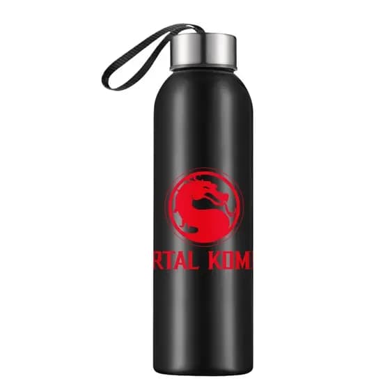 Garrafa Plástica Squeeze Preta Mortal Kombat 800ml Tampa Rosqueável Inox BPA Free
