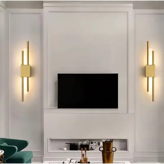 Kit 2 Arandelas Dourada Moderna Ajustável Parede Quarto Sala Cabeceira Luxo Par