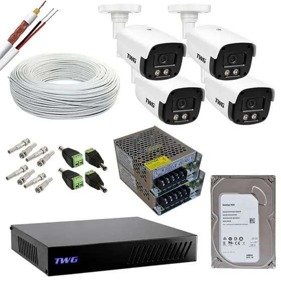 KIT CFTV 4 CAMERAS 2MP 20M IMAGENS NOTURNAS COLORIDAS DVR 4 CANAIS COM HD 1TB
