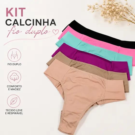 Kit Calcinhas Fio Duplo Poliamida Lateral Que Não Marca Isabela