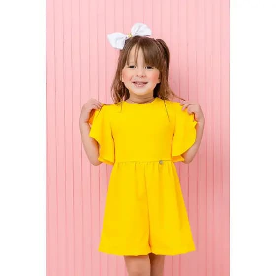 roupa menina infantil criança natal ano novo amarelo vermelho conjunto macaquinho casual festa