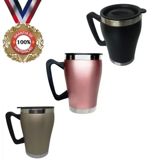 Um Caneca Térmica de Café Aço Inox Com Tampa de Plástico *Sem Frases Na Copo 320ML