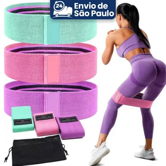kit 3 Faixas NOVO Elástica de Resistência para yoga Pilates Treino Academia