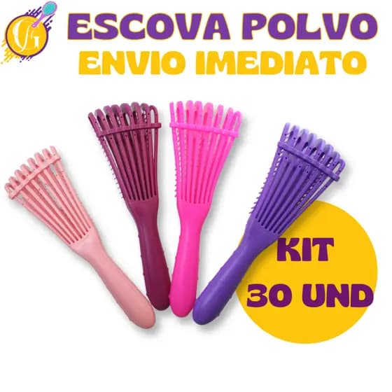 Kit 30 - Escova Polvo Anti Frizz- Pente pra Cabelo - Escova - Fácil Desembaraço - Glamour Feminino