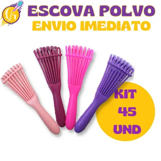 Kit 45 - Escova Polvo Anti Frizz - Pente pra Cabelo - Escova Polvo - Cachos - Glamour Feminino