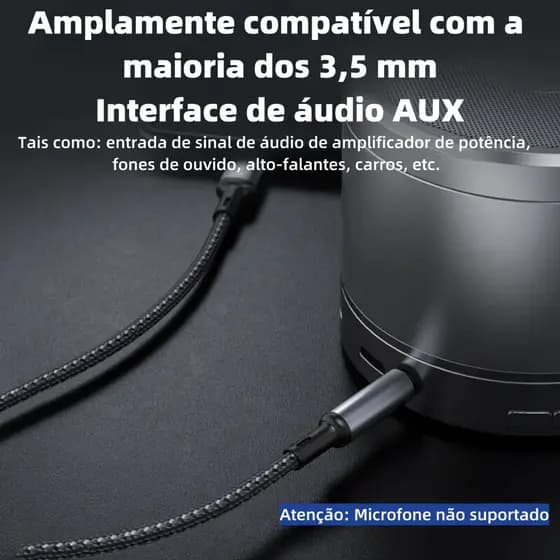 Cabo P2 Auxiliar Áudio Para iPhone Lightning 7 8 X 11 12 13 14 3.5mm