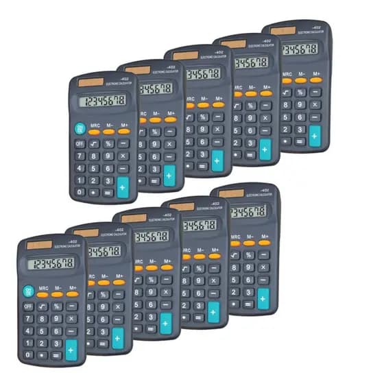 Kit 10 Calculadoras De Bolso ET-402 Preto