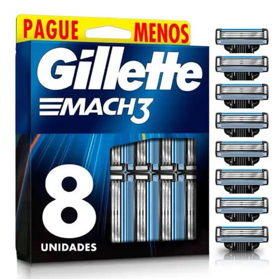 Carga para Aparelho de Barbear Gillette Mach3 8 Unidades