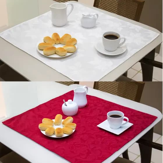 Kit 2 Toalhas de Mesa Jacquard Para Chá ou Café 0,70 x 0,70
