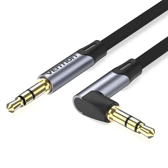 Vention - Cabo Auxiliar P2 X P2 Estéreo Hifi Estéreo Banhado Ouro Flat 90o